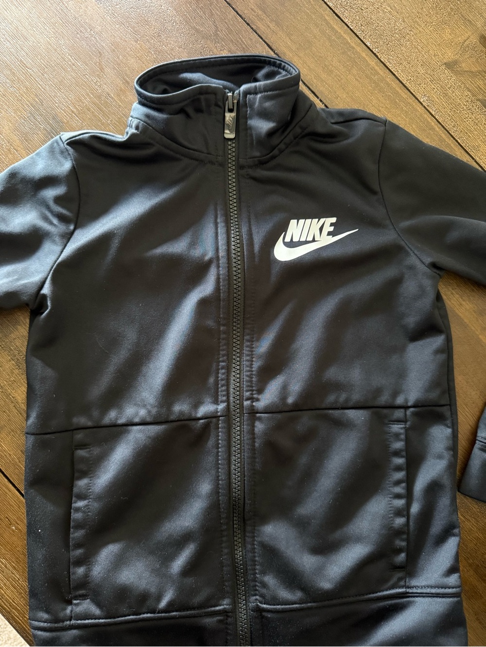 Nike Black Full‑Zip Athletic Jacket with White Logo- size 6- see tag in photos